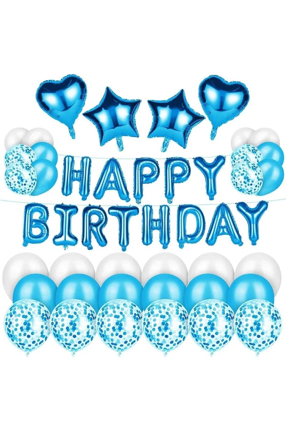 Mavi Happy Birthday Folyo Balon Parti Süslemeleri Doğum Günü Parti Süsü