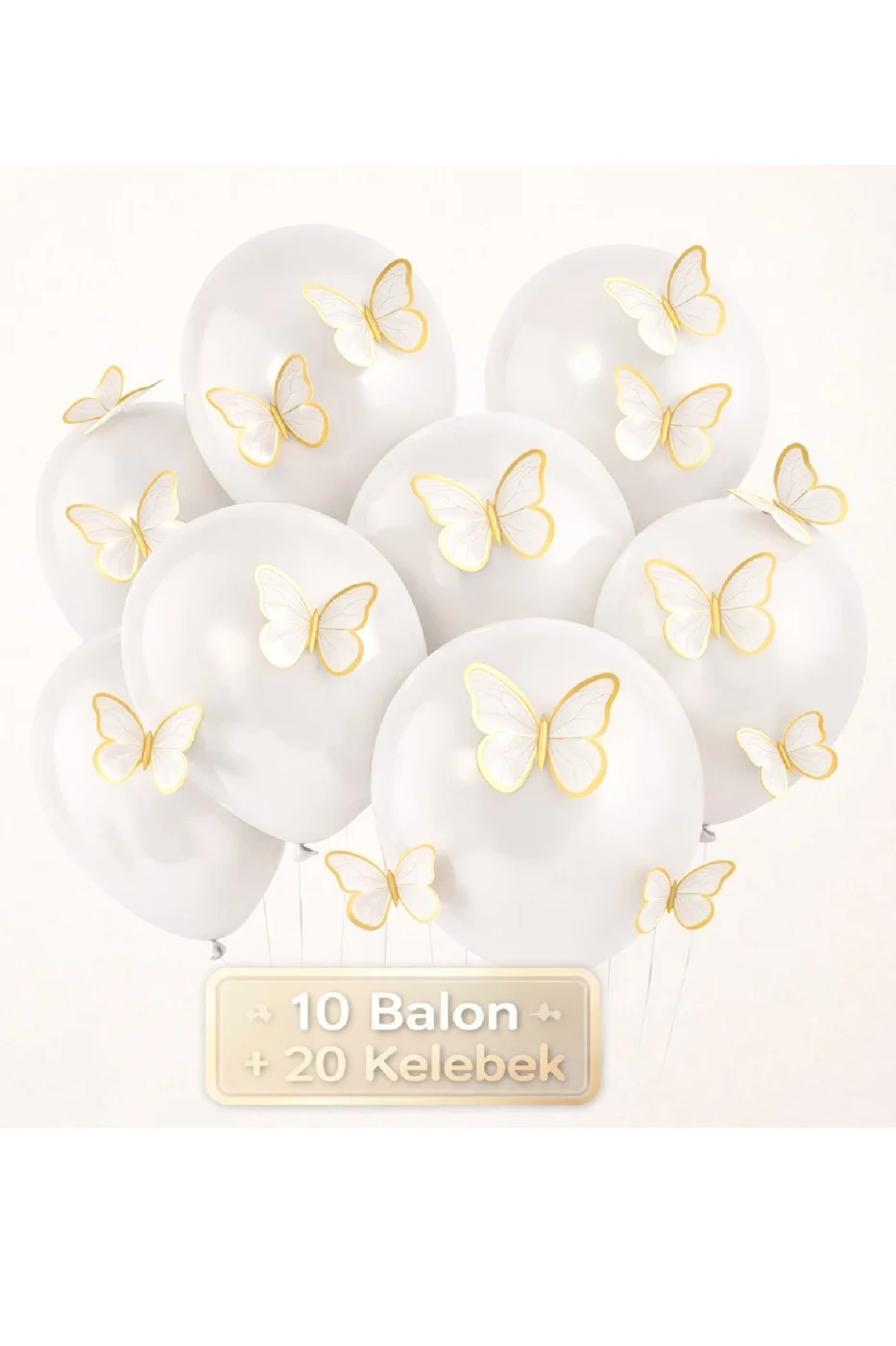 Soft 3D Kelebekli Balon Seti – 10 Balon + 20 Kelebek Doğum Günü Parti Seti Süsü gorsel 3