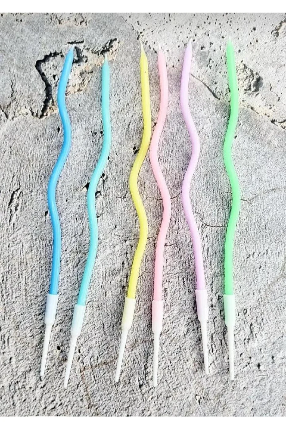 Makaron Renk Parlak 6 lı Spiral Kıvrımlı Pasta Mumu Doğumgünü Pastası Mumu Mum gorsel 3