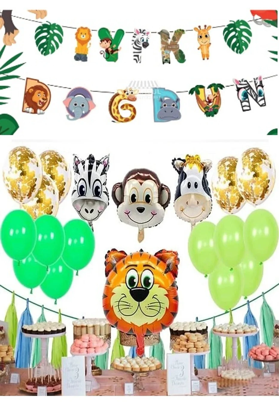 SAFARİ TEMALI DOĞUM GÜNÜ PARTİ SET SÜSÜ BALON SET gorsel 2