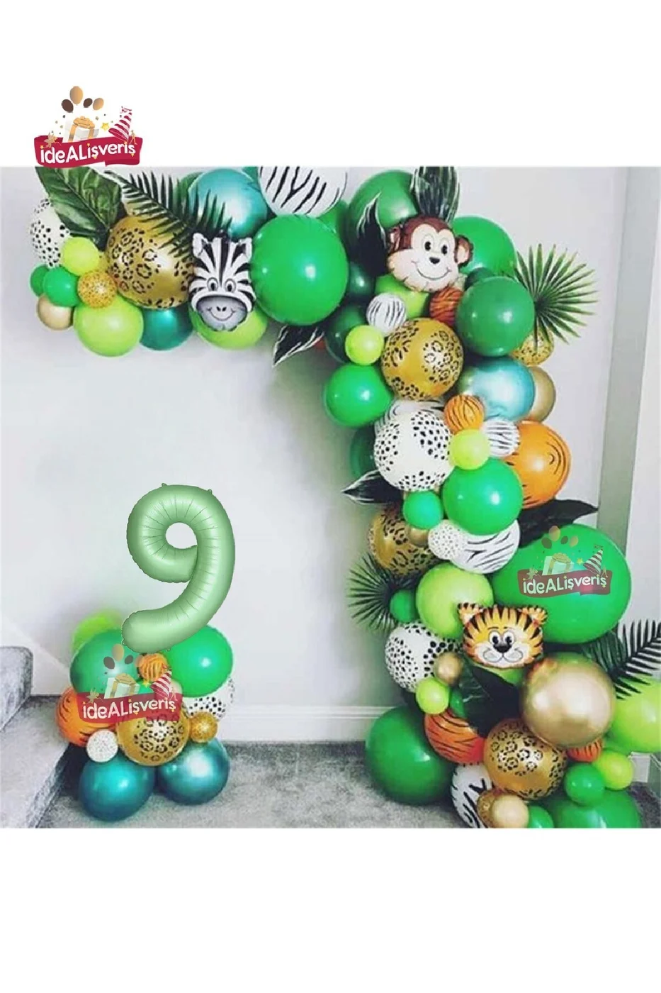 Safari Partisi Malzemeleri Safari Temalı Folyo Lüks Zincir Balon Seti Doğum Günü Parti Seti Süsü gorsel 4