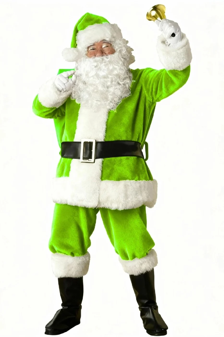 Açık Yeşil Noel Baba Kostümü Yetişkin gorsel 6