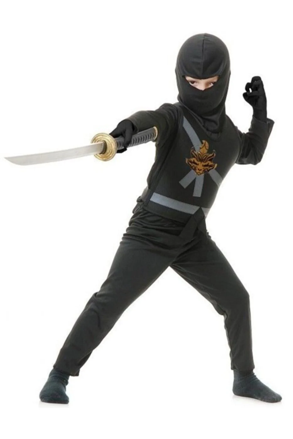 Siyah Ninjago Kostümü + Kılıç Kalkan Seti
