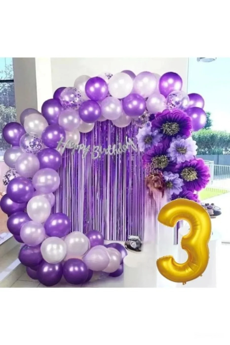 LÜX MOR LİLA BALON ZİNCİR SET DOĞUM GÜNÜ PARTİ SETİ SÜSÜ