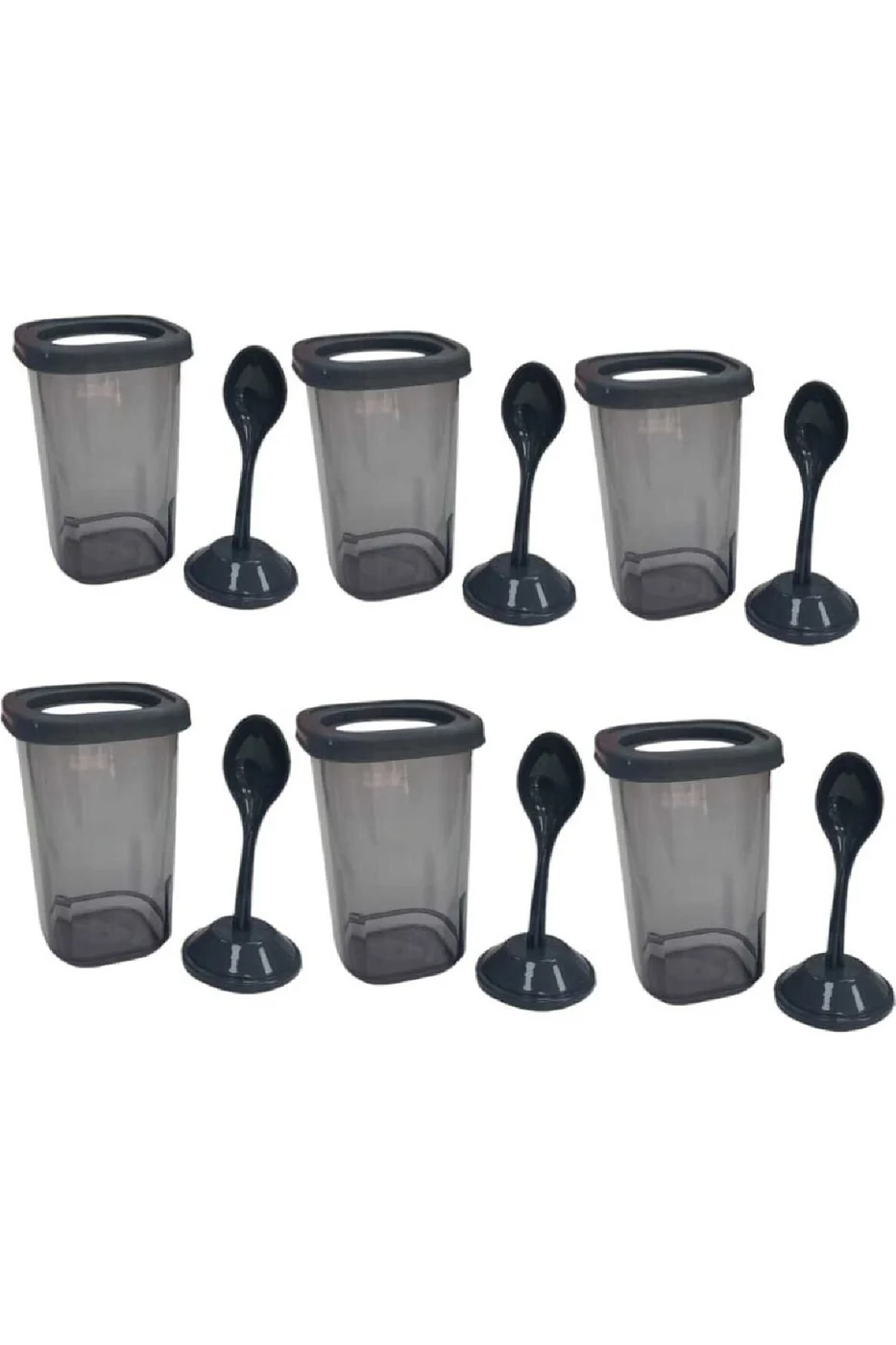 Etiketli 6 Lı Kendinden Kaşıklı Baharatlık Seti Baharatlık Kutusu, Kendinden Kaşıklı, 400 ml Hacimli