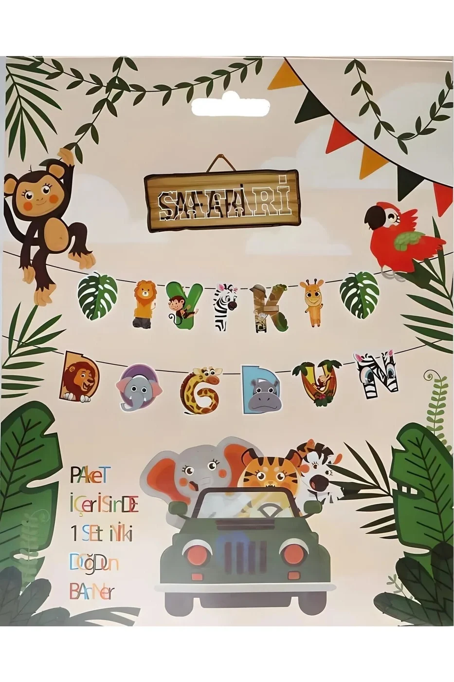 Safari Şeklinde Iyiki Doğdun Yazısı Flama -dogum Günü Safari Teması