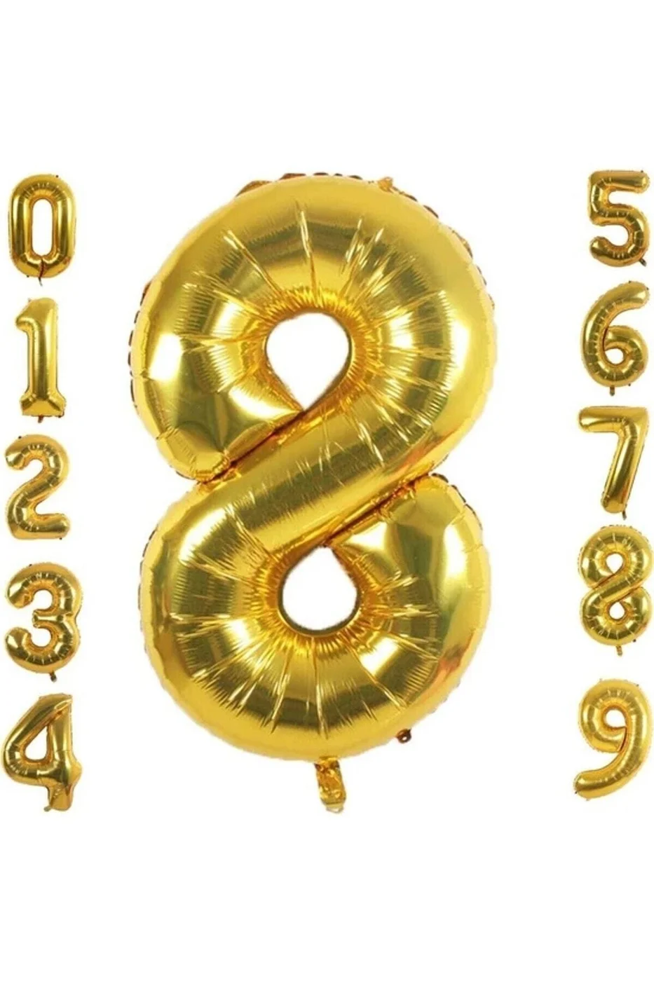 8 Yaş Rakam Folyo Balon Altın Renk 36 Cm 16 Inç -dogum Günü -parti-kutlama