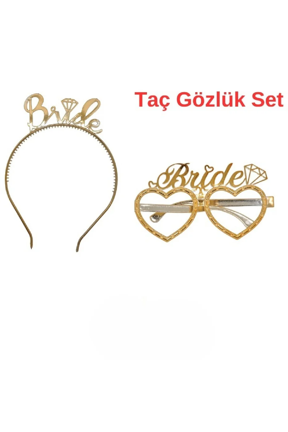 Gold Bride Tac Gözlük Seti Bride Parti Aksesuar Taç Gözlük