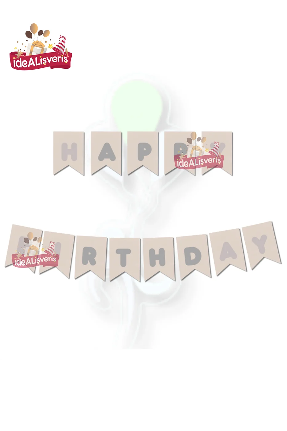 Happy Birthday Gümüş Varaklı Banner Doğum Günü Yazısı