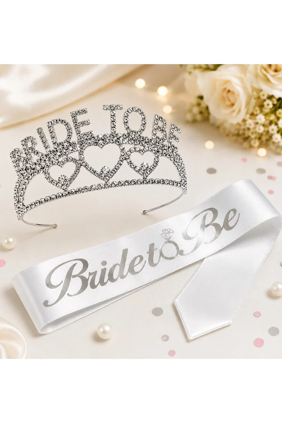 Bride To Be Taç ve Kuşak Seti Bekarlığa Veda Partisi Gelin Aksesuarı gorsel 2