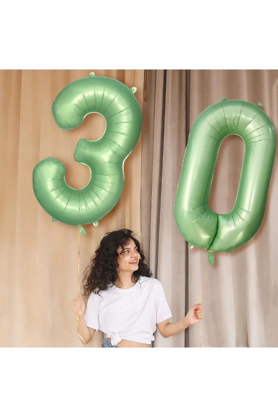 RETRO YEŞİLİ MAT YEŞİL FOLYO YAŞ RAKAM FOLYO BALON gorsel 3