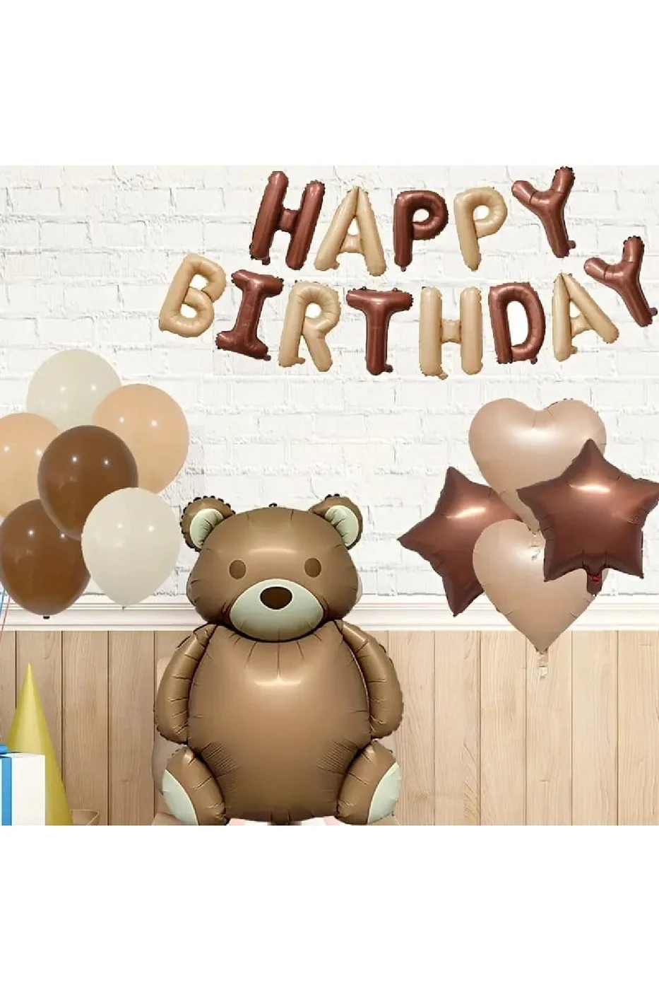 RETRO TEDDY AYICIKLI RETRO KALP YILDIZ FOLYOLU MUTLU DOĞUM GÜNÜ YAZILI DOĞUM GÜNÜ PARTİ SETİ SÜSÜ gorsel 4