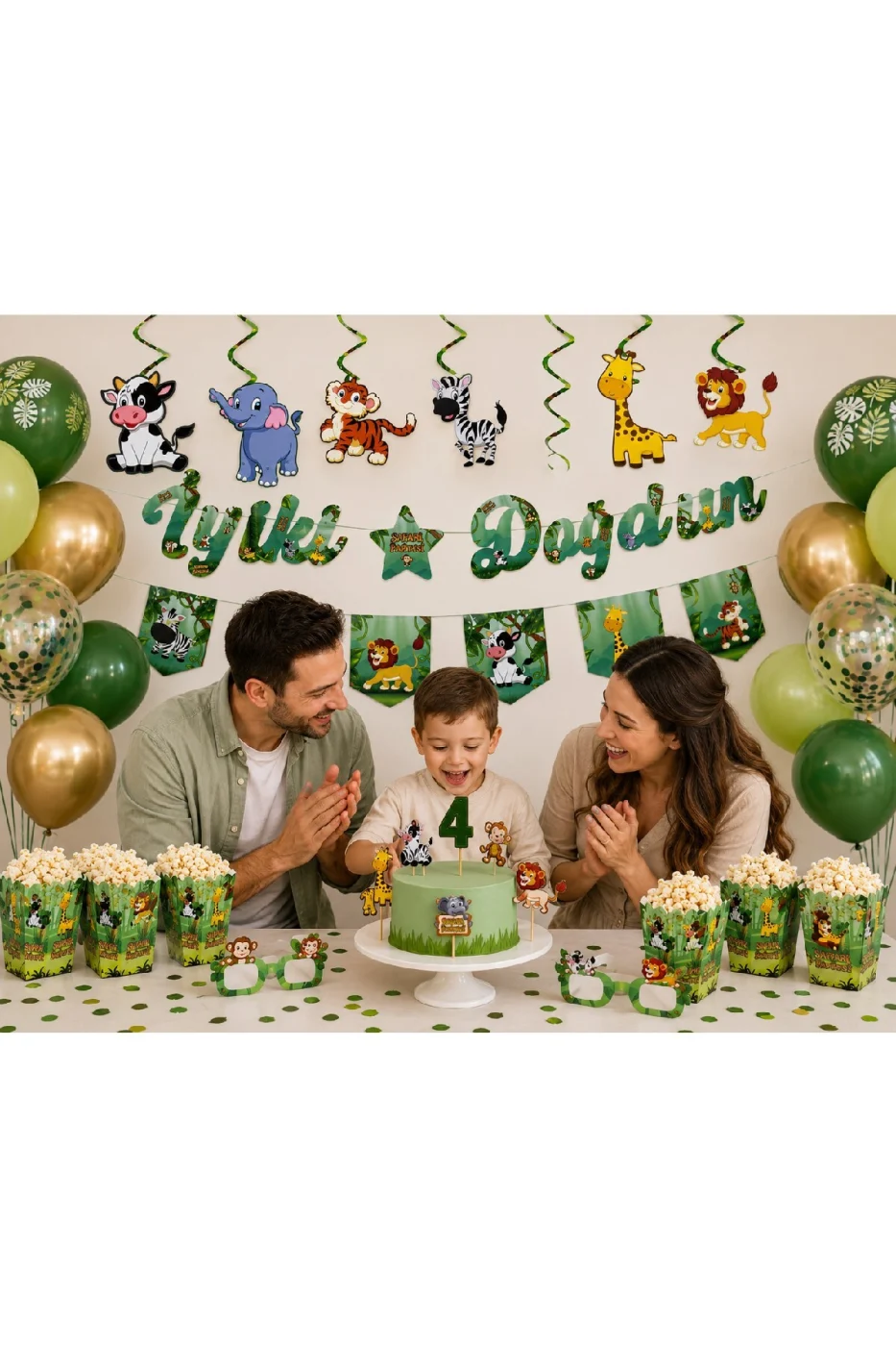 Safari Parti Seti 6 Parça İyi ki Doğdun Doğum Günü Süsleri Jungle Konsept gorsel 4