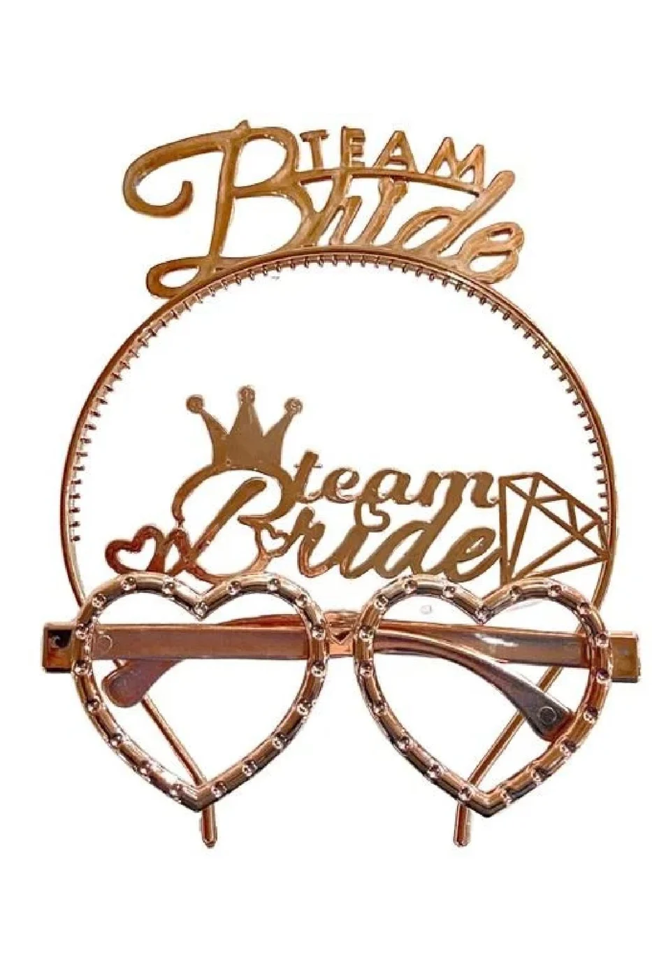 Rose Gold Team Bride Tac Gözlük Seti Bride Parti Aksesuar Taç Gözlük gorsel 4