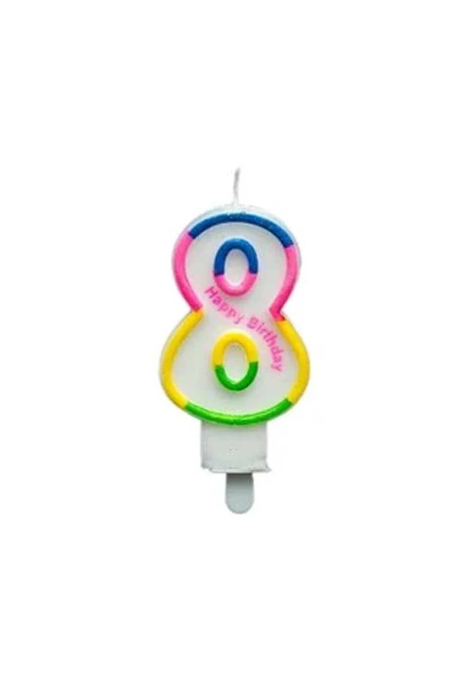 RENKLİ KLASİK 8 RAKAM MUM 7.5CM