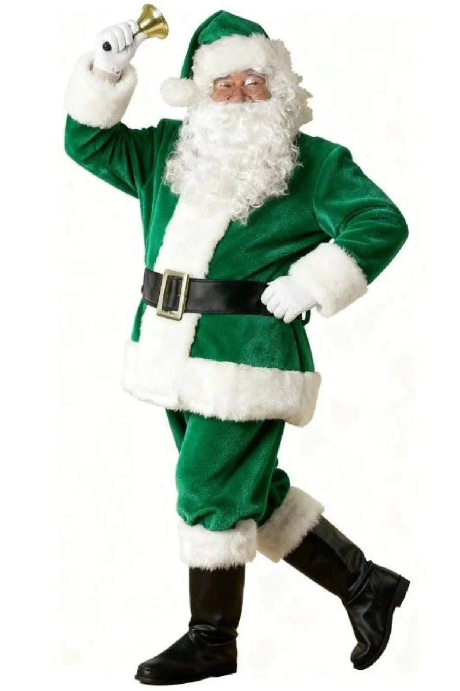 Koyu Yeşil Noel Baba Kostümü Yetişkin gorsel 2