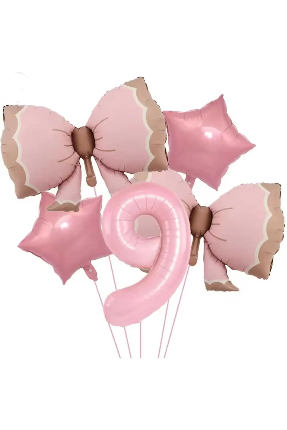9 YAŞ PEMBE RENKLİ RETRO PEMBE FİYONKLU BALONLU DOĞUM GÜNÜ PARTİ SETİ SÜSÜ gorsel 3