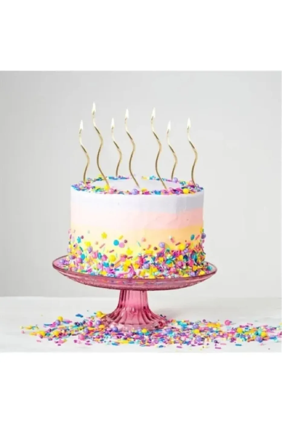 6 LI KIVRIMLI GÜMÜŞ MUM 16CM Pasta Mumu Spiral Kıvrık Mum gorsel 2