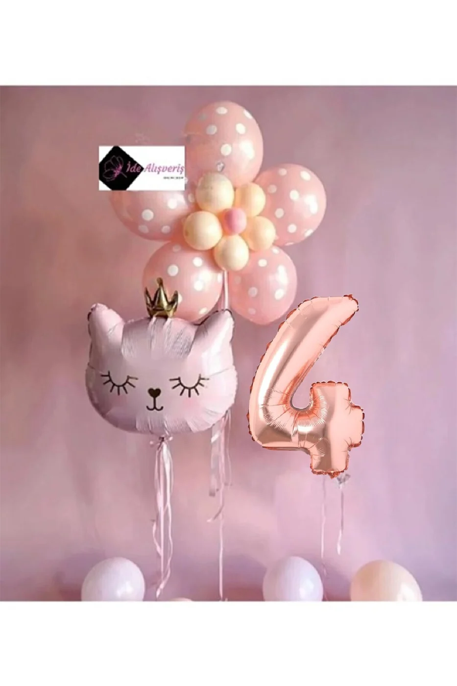 ÇİÇEK KEDİ BALON DEMETİ DOĞUM GÜNÜ SÜSÜ DOĞUM GÜNÜ PARTİ SETİ gorsel 3