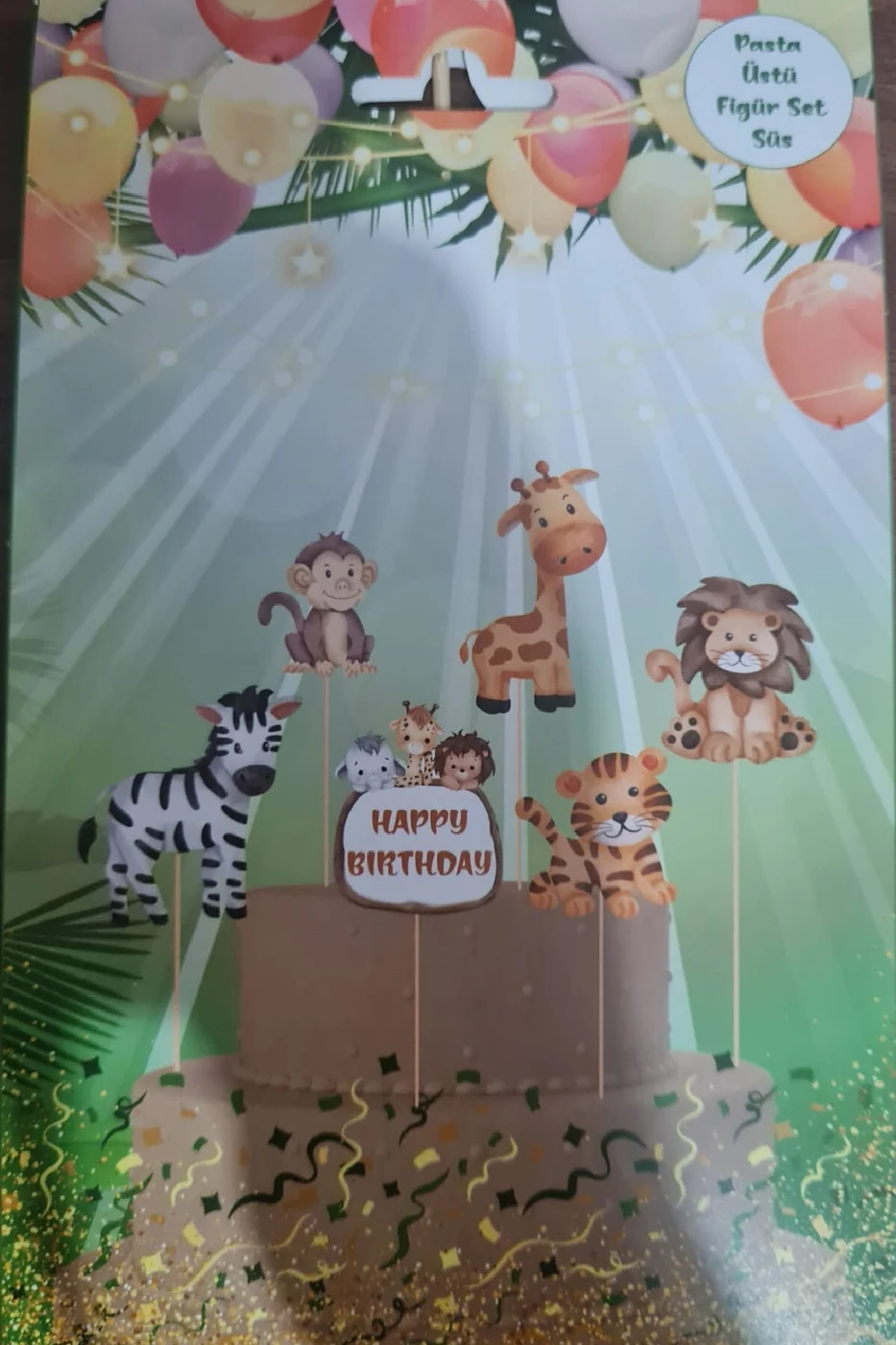 6 adet, Safari Temalı Doğum Günü Pasta Süsü Safari Baby Animal Pasta Süsü gorsel 3
