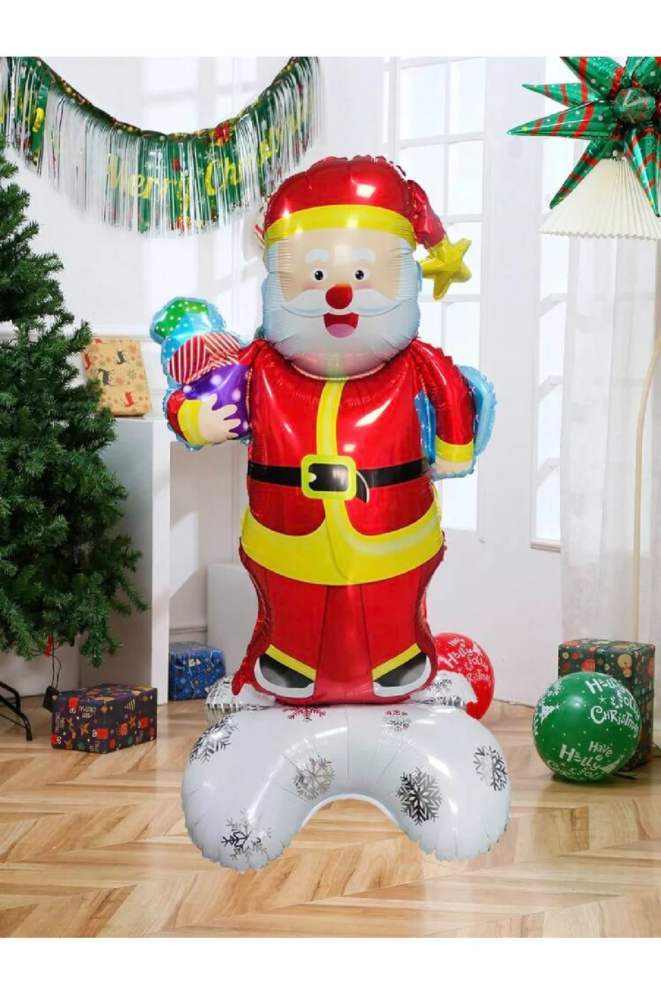 Ayaklı Büyük Noel Baba Folyo Balon Yılbaşı Noel Baba Balonu gorsel 3