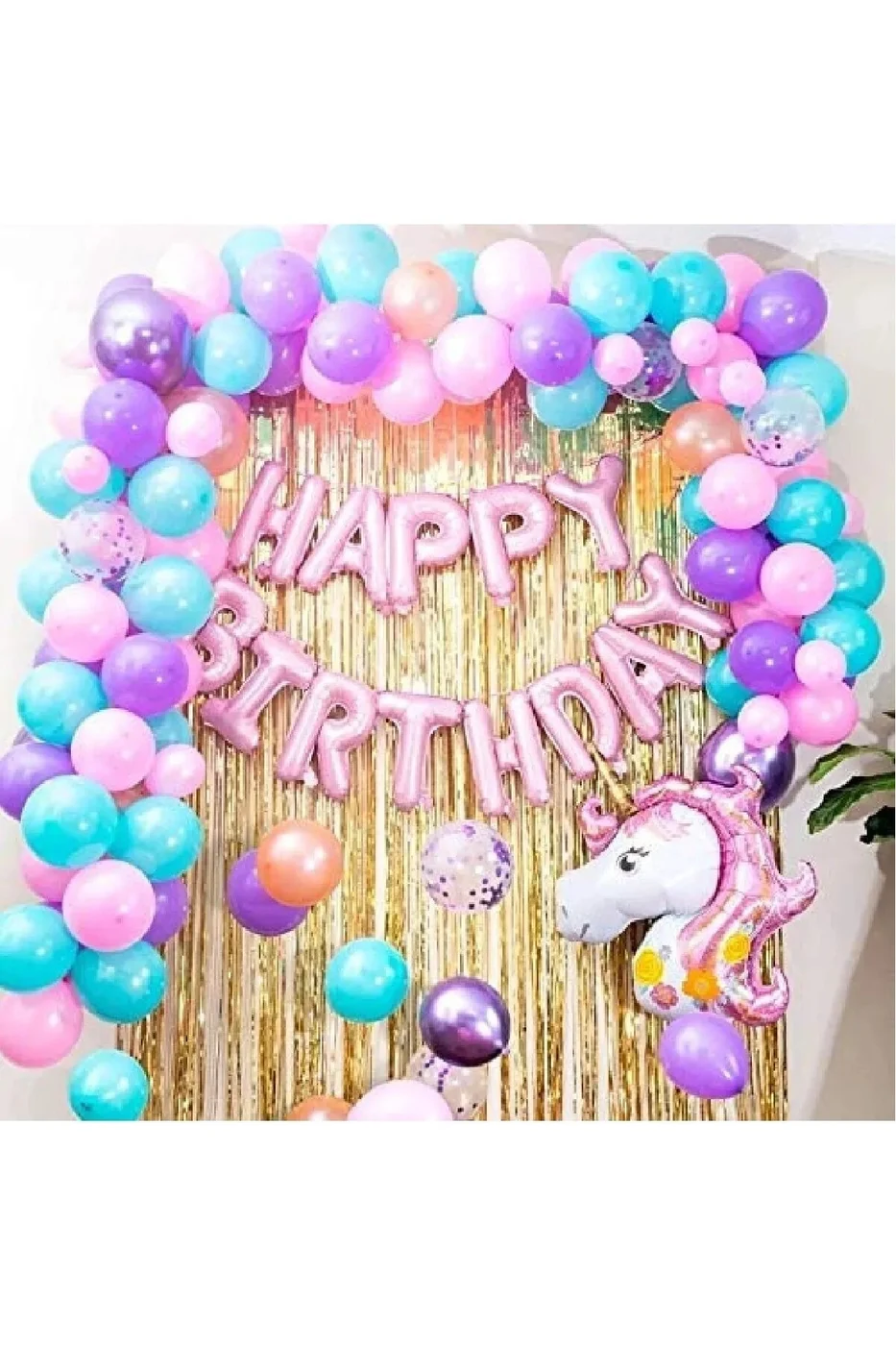 Unicorn Temalı 50 Adet Balonlu Doğum Parti Konsepti gorsel 2