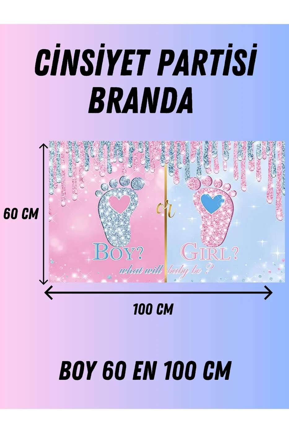 Girl Or Boy Cinsiyet Temalı Özel Cinsiyet Afişi Arka Fonu 60x100 Vinil Branda Pankart Süsü gorsel 4