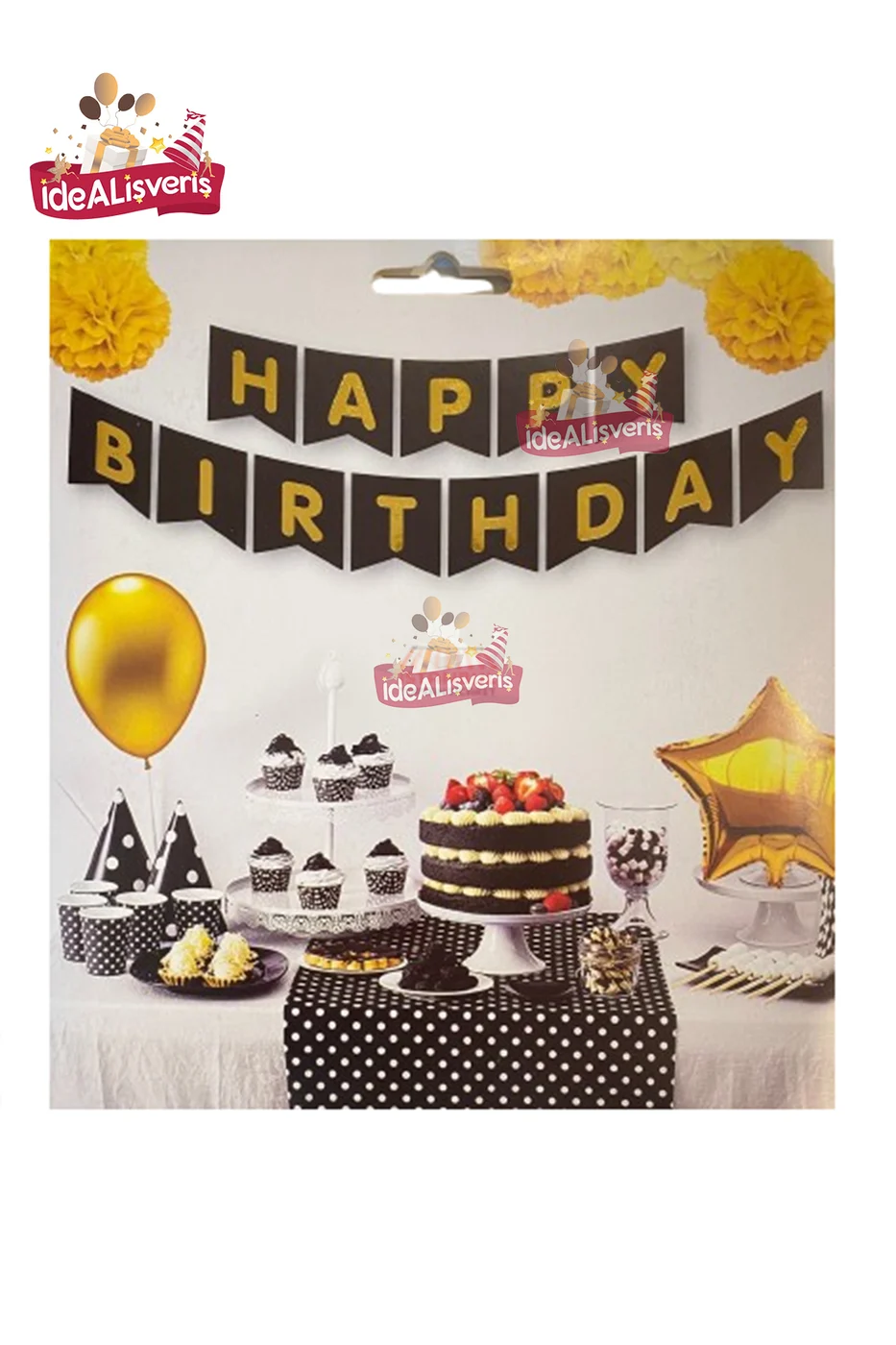 Happy Birthday Gold Varaklı Banner Doğum Günü Yazısı gorsel 2