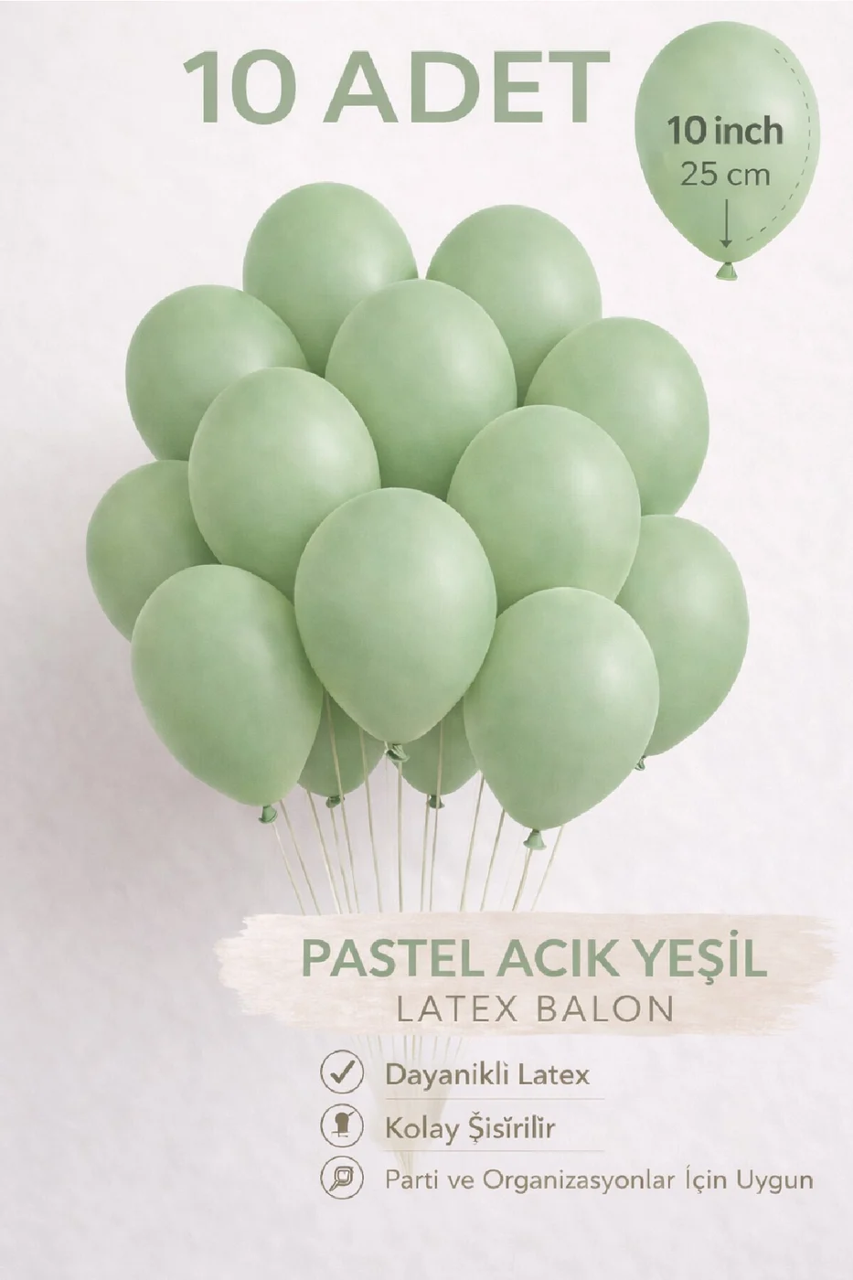 10 Adet Latex Balon 10 İnç Parti Balonu Doğum Günü Süsleme Balonu