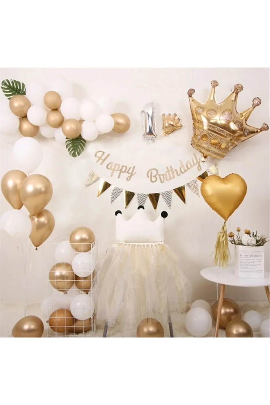 Gümüş Yaşlı Kral Taçlı Yaş Doğum Günü Balon Seti gorsel 2