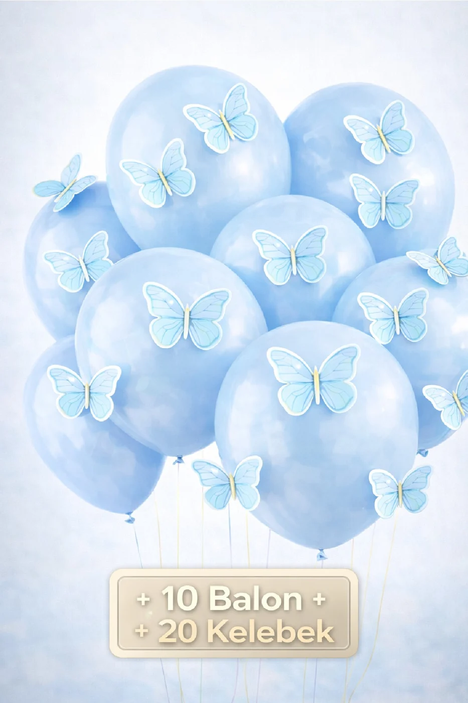 Soft 3D Kelebekli Balon Seti – 10 Balon + 20 Kelebek Doğum Günü Parti Seti Süsü gorsel 4