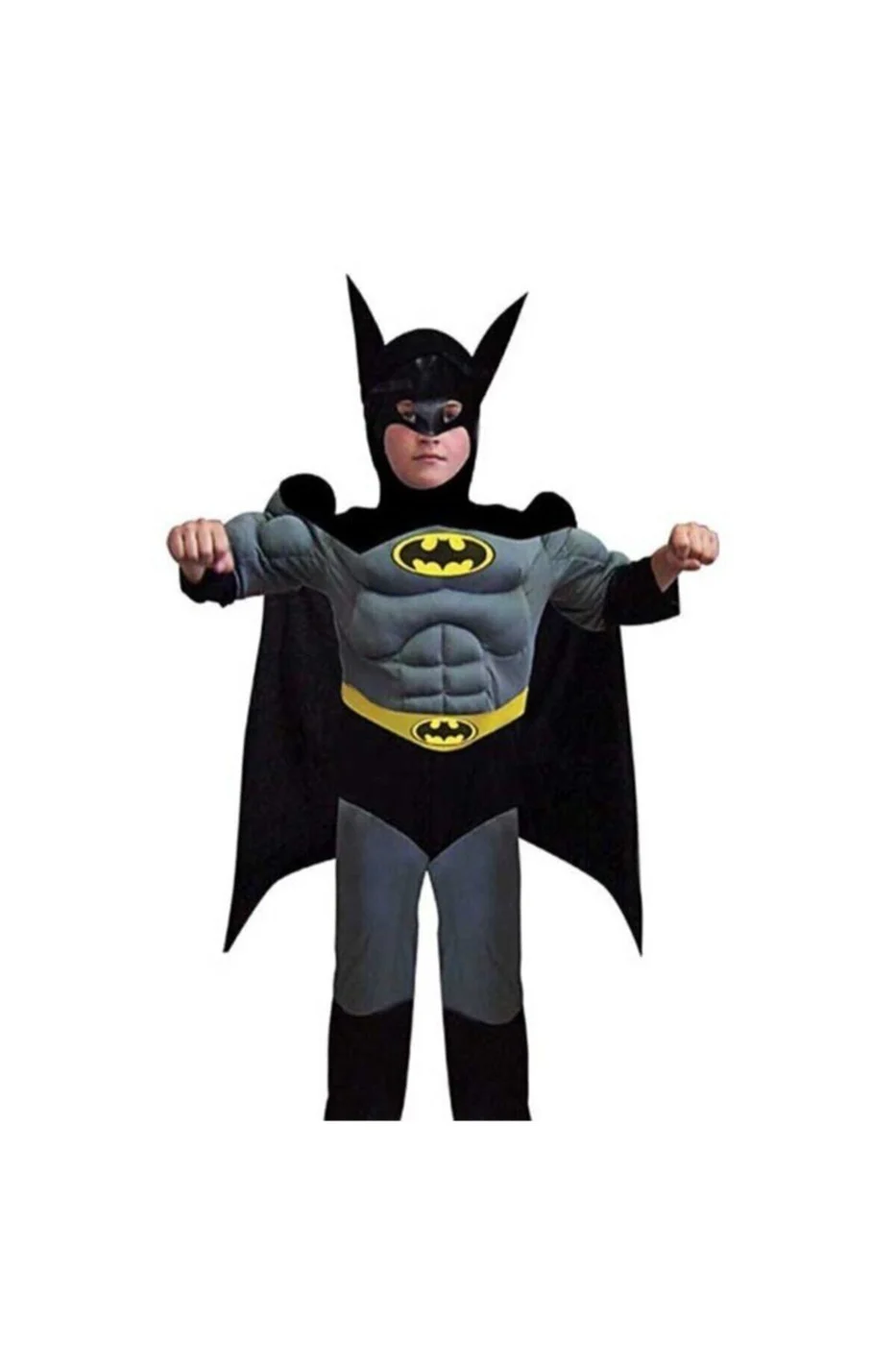 Unisex Çocuk Batman Kostümü Kaslı + Batman Çerçeveli Poster Tablo Model-3 gorsel 2