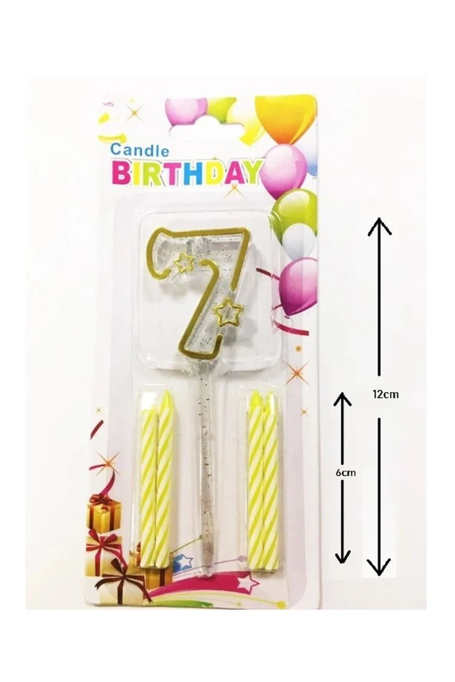 MİKA ŞEFFAF 7 RAKAM GOLD MUM 12CM