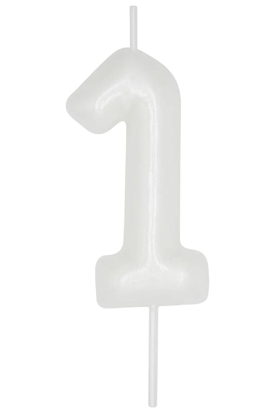 1 YAŞ PARLAK İNCİ BEYAZI ŞIK MUM 12 CM gorsel 4