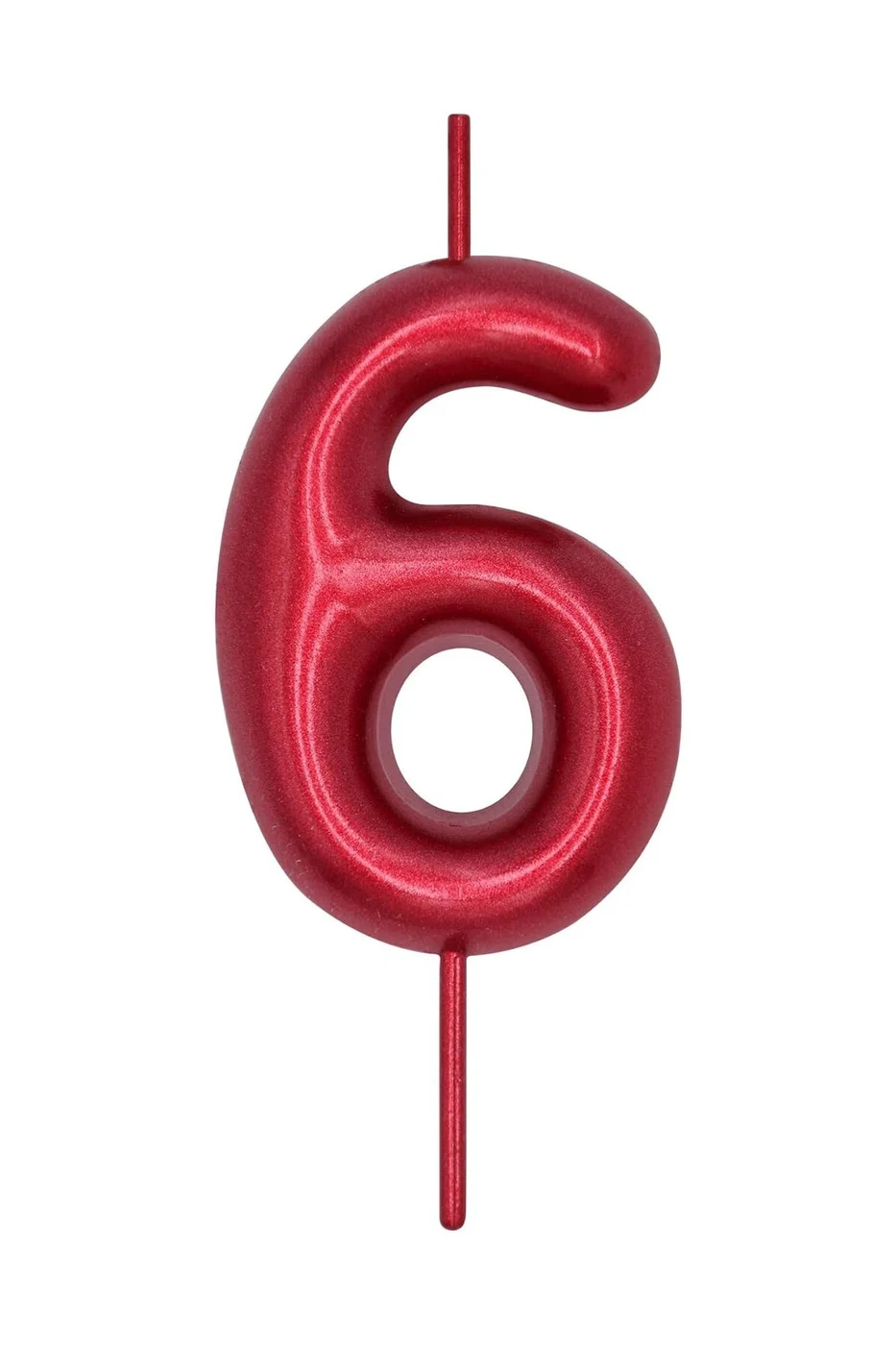 6 YAŞ PARLAK KIRMIZI ŞIK MUM 12 CM gorsel 6