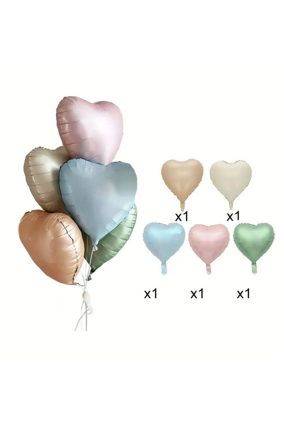Retro Kalp Folyo Balon Buketi Seti 1 Yaş Su Yeşili Rakam Folyo Balon Doğum Günü Balon Seti gorsel 2