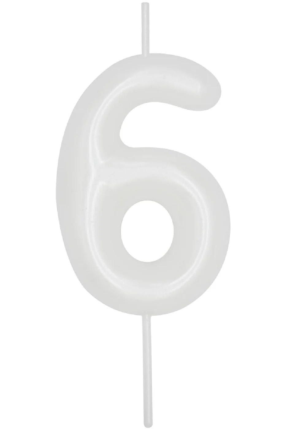 6 YAŞ PARLAK İNCİ BEYAZI ŞIK MUM 12 CM gorsel 4