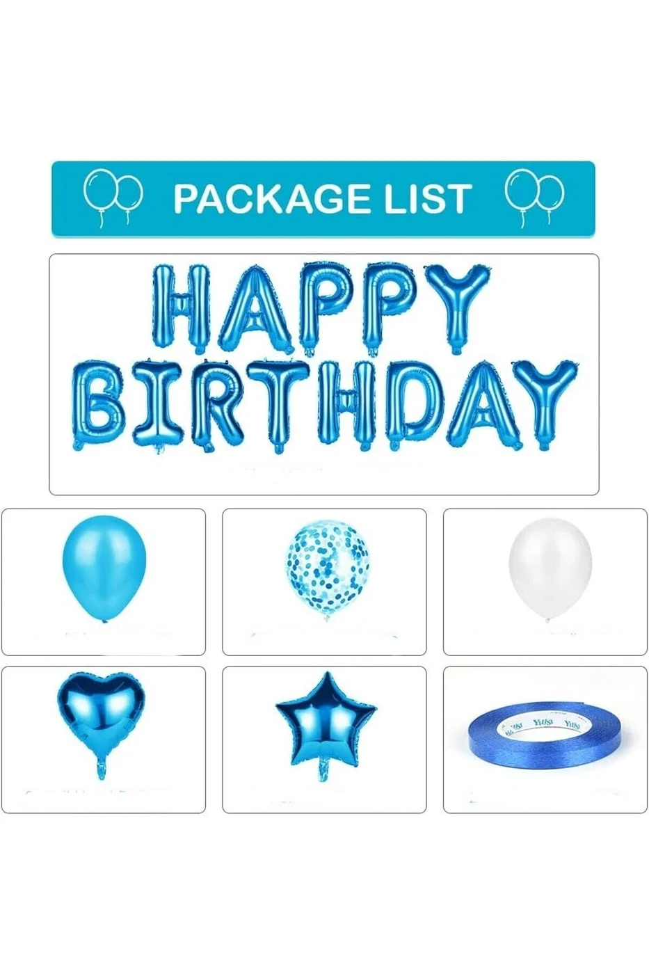 Mavi Happy Birthday Folyo Balon Parti Süslemeleri Doğum Günü Parti Süsü gorsel 3