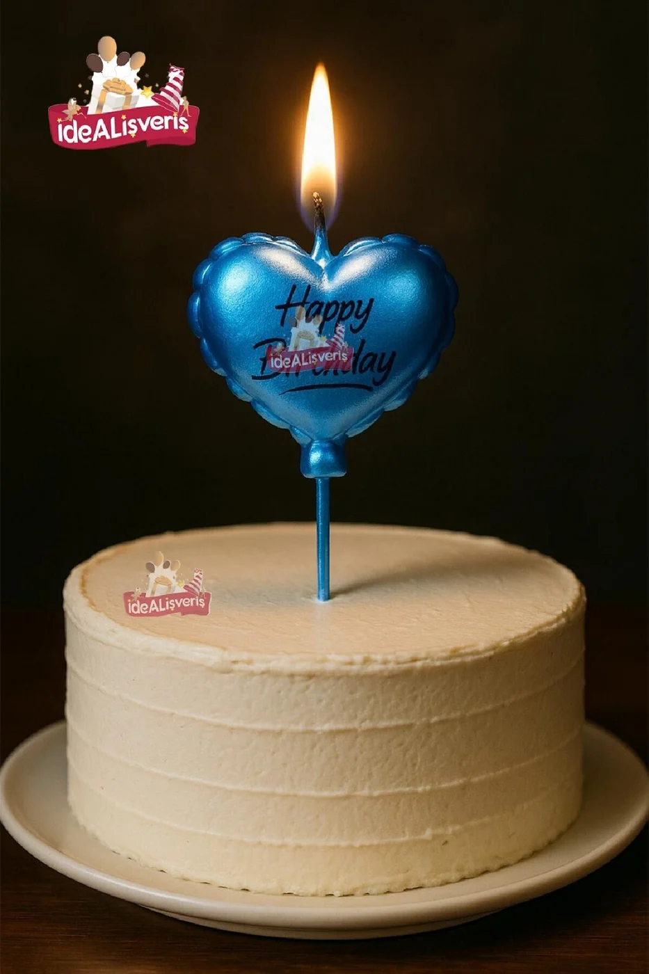 HAPPY BİRTHDAY KALP MAVİ MUM gorsel 4