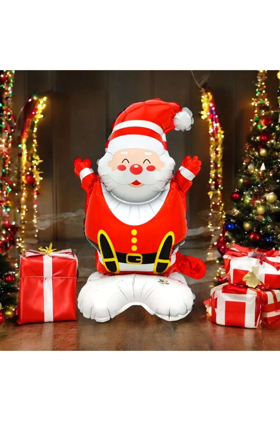 Ayaklı Küçük Oturan Noel Baba Folyo Balon Yılbaşı Folyo Balonu Süsü gorsel 4