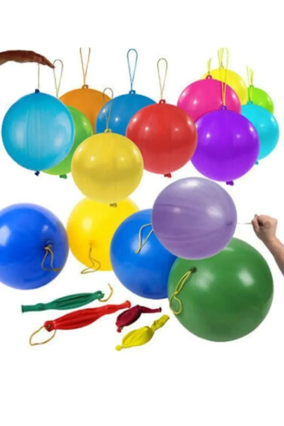 25 Adet Lastikli Zıpzıp Balon Ipli Punch Panç Büyük Balon gorsel 2