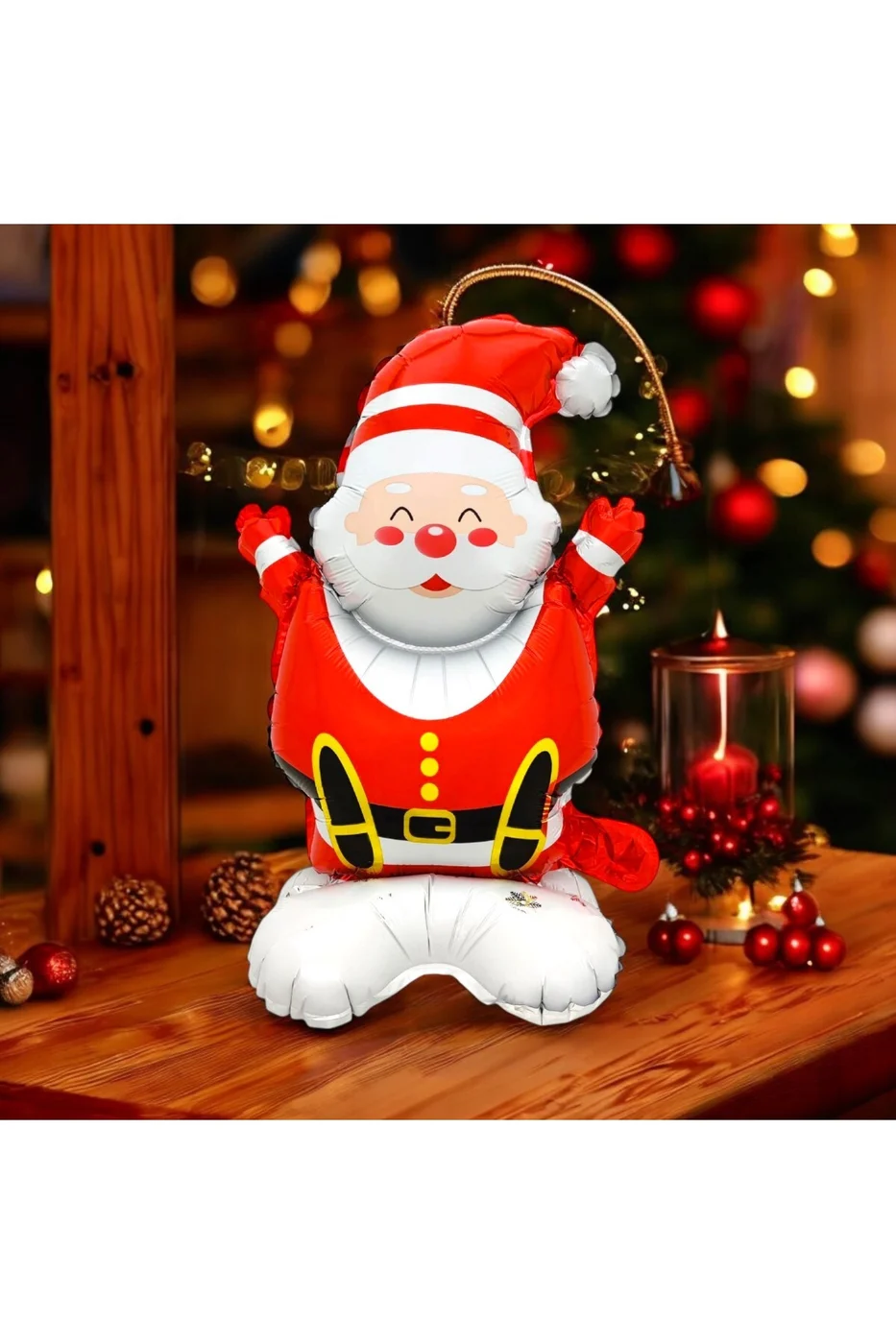 Ayaklı Küçük Oturan Noel Baba Folyo Balon Yılbaşı Folyo Balonu Süsü gorsel 3