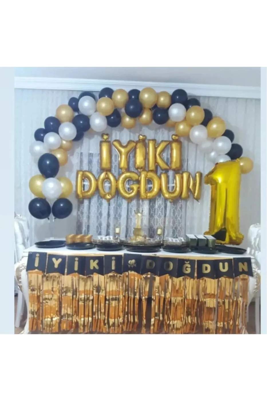 1 Yaş Dogum Gunu Seti Gold Siyah Doğum Günü Seti