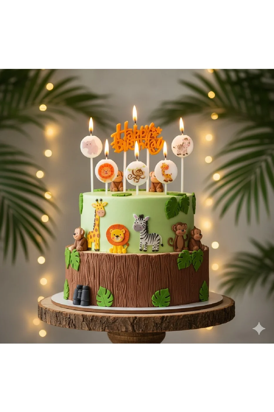 SAFARİ HAPPY BİRTHDAY 6 LI MUM DOĞUM GÜNÜ PARTİ SETİ SÜSÜ MUMU