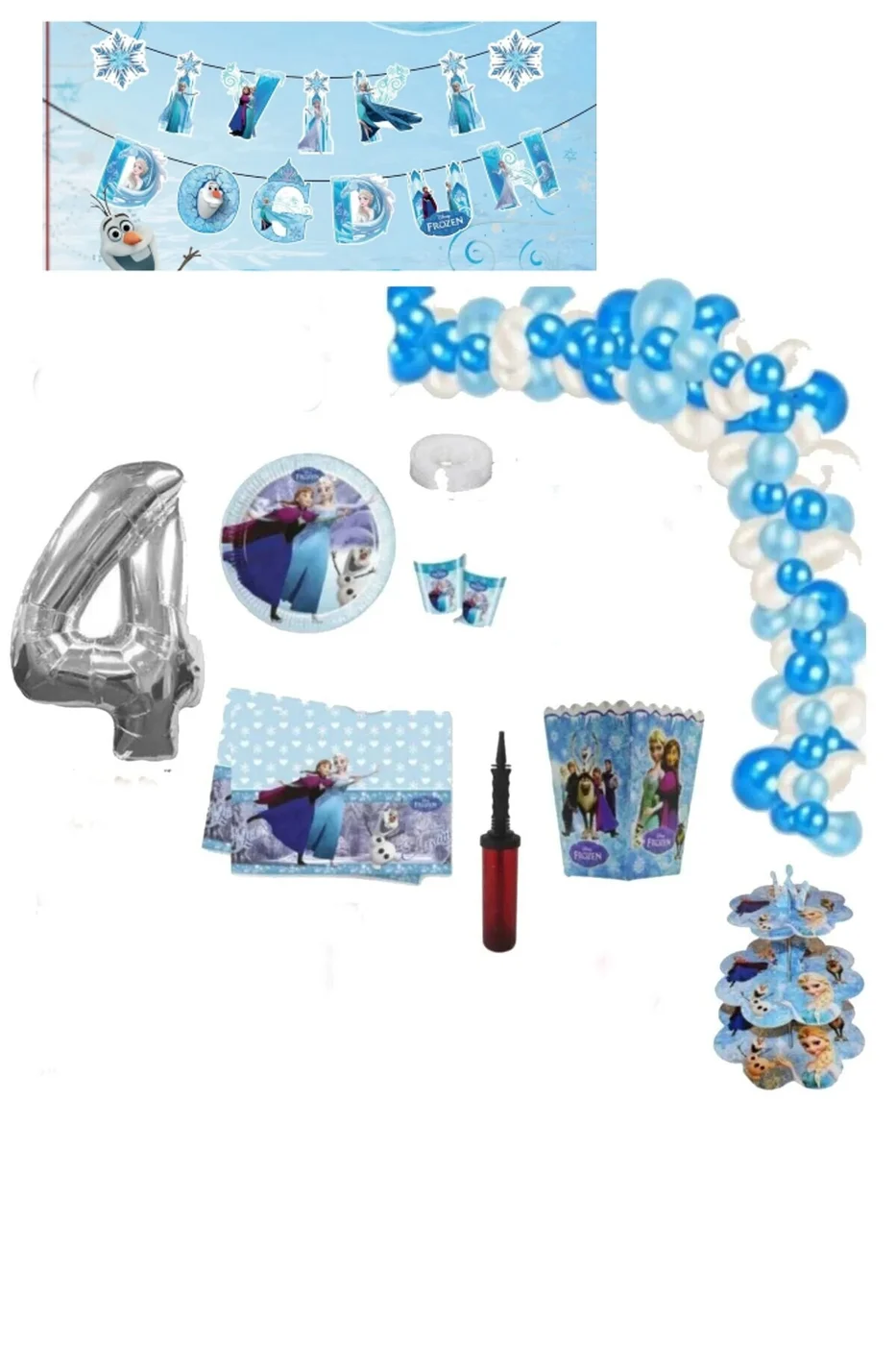 Frozen Elsa 8 Kişilik Yaş Doğum Günü Parti Seti Süsü gorsel 2