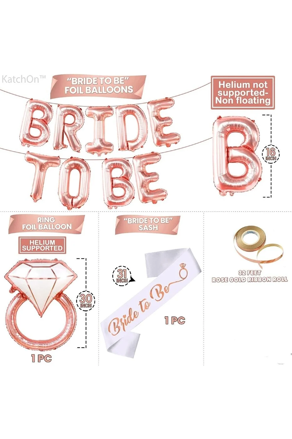 Rosegold Bride To Be Partisi Süslemeleri Bekarlığa Veda Partisi Süslemeleri Yüzük Folyo Kuşaklı gorsel 3