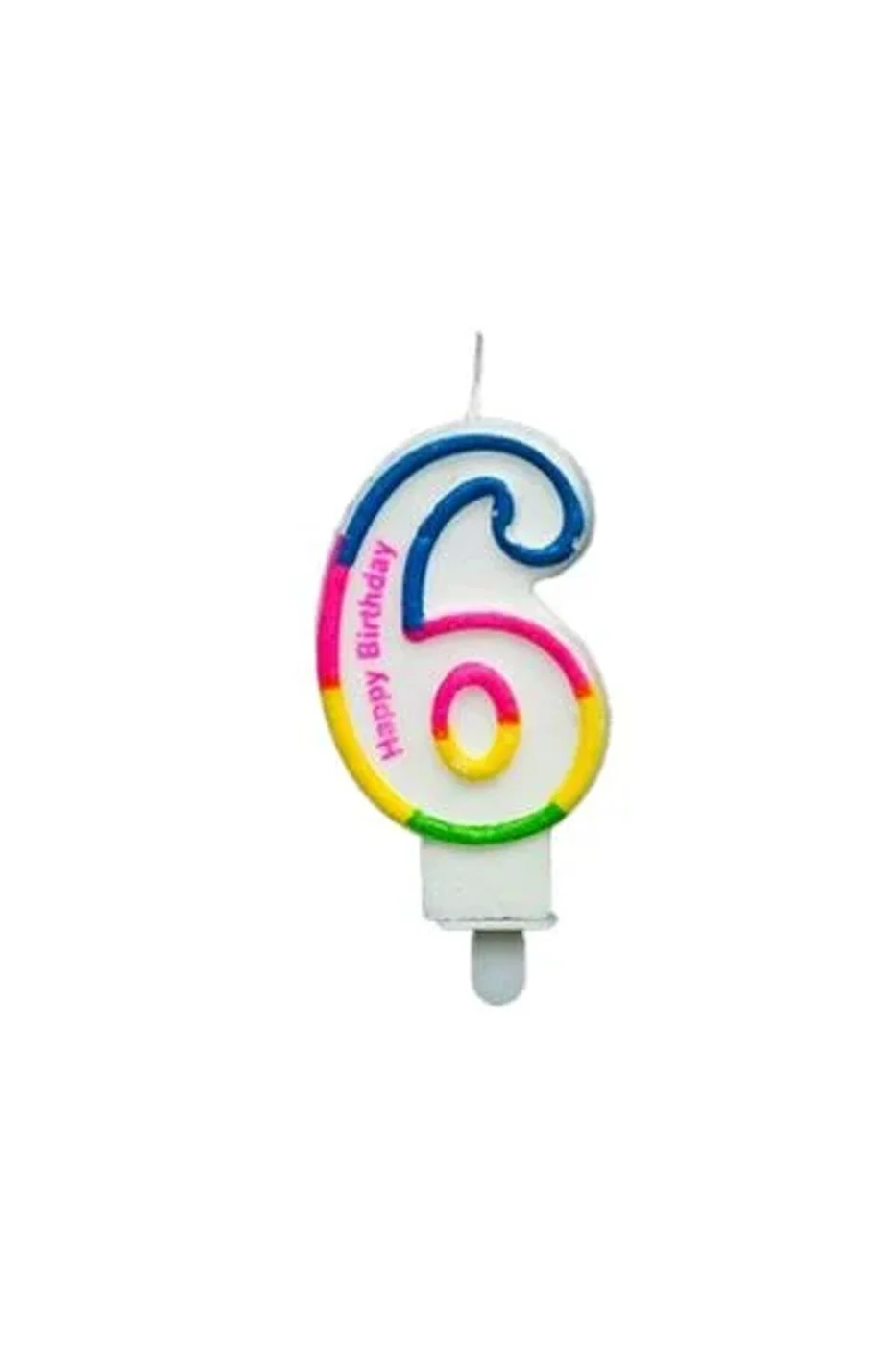 RENKLİ KLASİK 6 RAKAM MUM 7.5CM