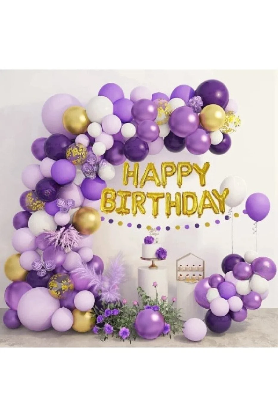 Mor Altın Balon Kemer Kiti Doğum Günü Partisi Dekoru
