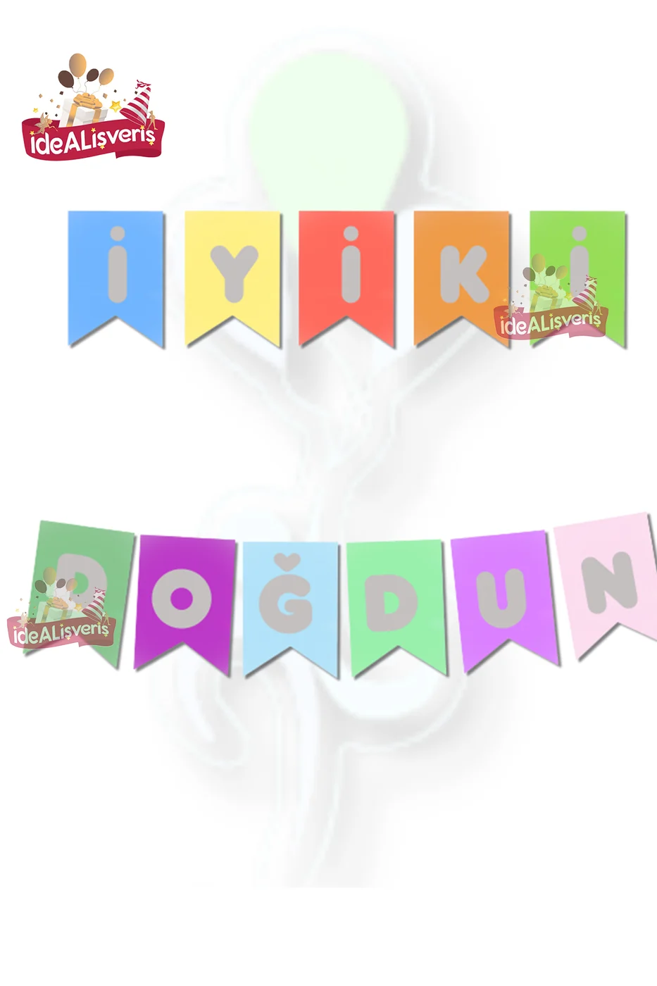İyi Ki Doğdun Varaklı Banner Gümüş Yazılı Doğum Günü Yazısı