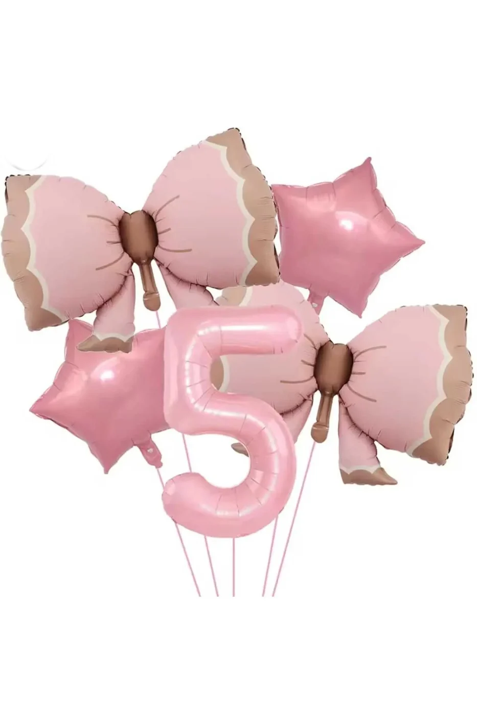 5 YAŞ PEMBE RENKLİ RETRO PEMBE FİYONKLU BALONLU DOĞUM GÜNÜ PARTİ SETİ SÜSÜ gorsel 5